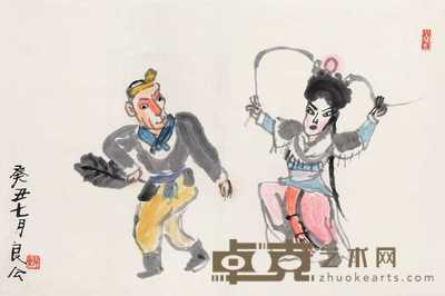关良 1973年作 戏曲人物 立轴 45×68cm